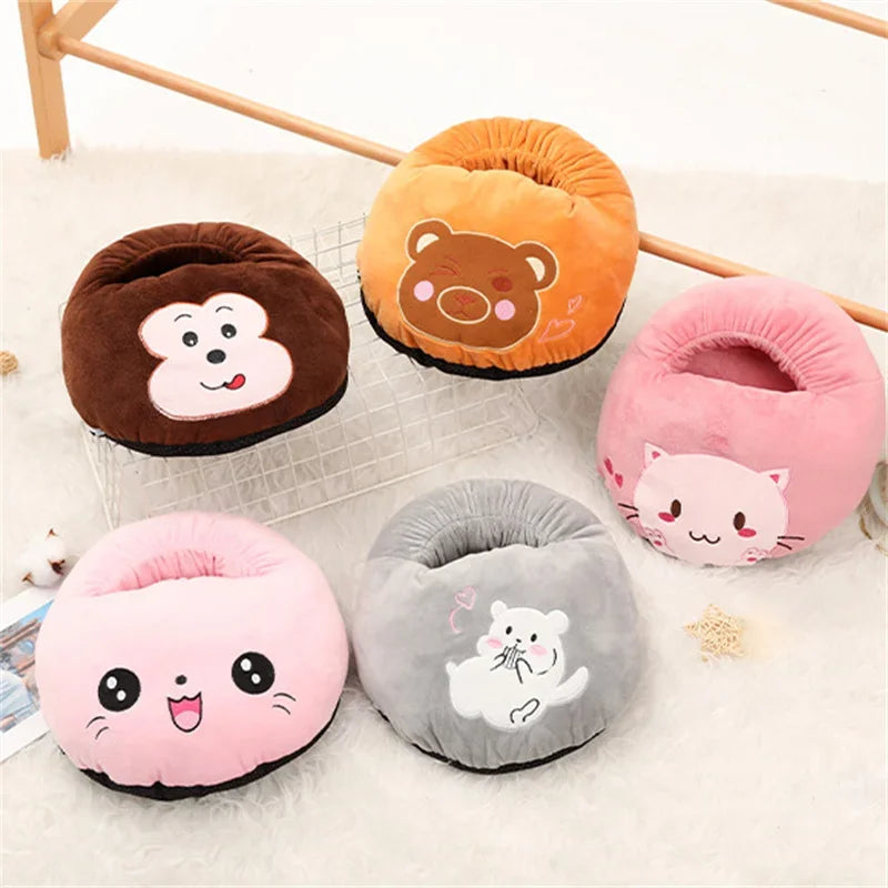 USB Electric Heater Foot Warmer Charging Power Fleece Cartoon Cat Warm Foot Cover Feet Heating Pads for Home Bedroom Sleeping