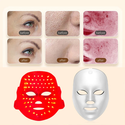 Mascarilla LED Facial Recargable, Mascarilla De Belleza Con Fotones LED De 7 Colores, Rejuvenecimiento De La Piel, Estiramiento Facial En Casa, Blanqueamiento, Cuidado De La Piel, Mascarilla De Belleza