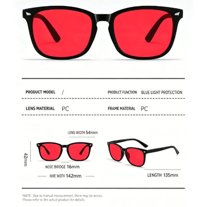Unisex Red Yellow Orange Tinted anti Blue Light Glasses, Night Sleep Red Lens Filter Eyewear for Eye Strain Relief