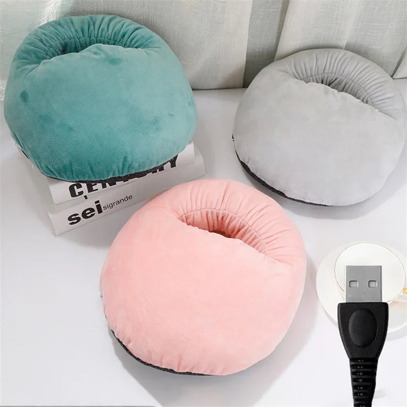 USB Electric Heater Foot Warmer Charging Power Fleece Cartoon Cat Warm Foot Cover Feet Heating Pads for Home Bedroom Sleeping