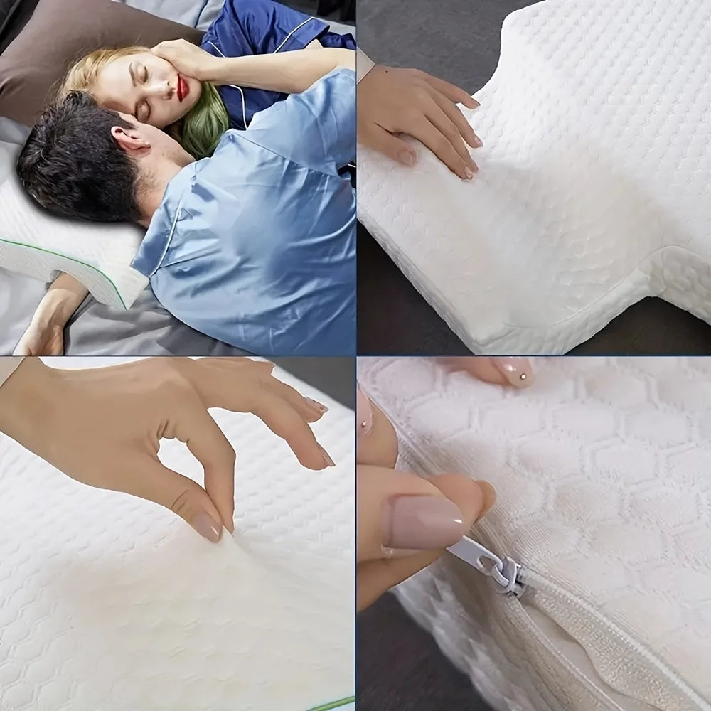 Orthopedic Memory Foam Pillow for Side Sleepers Cervical Support Soft Breathable Slow Rebound Couples Pillow No Pressure on Hand