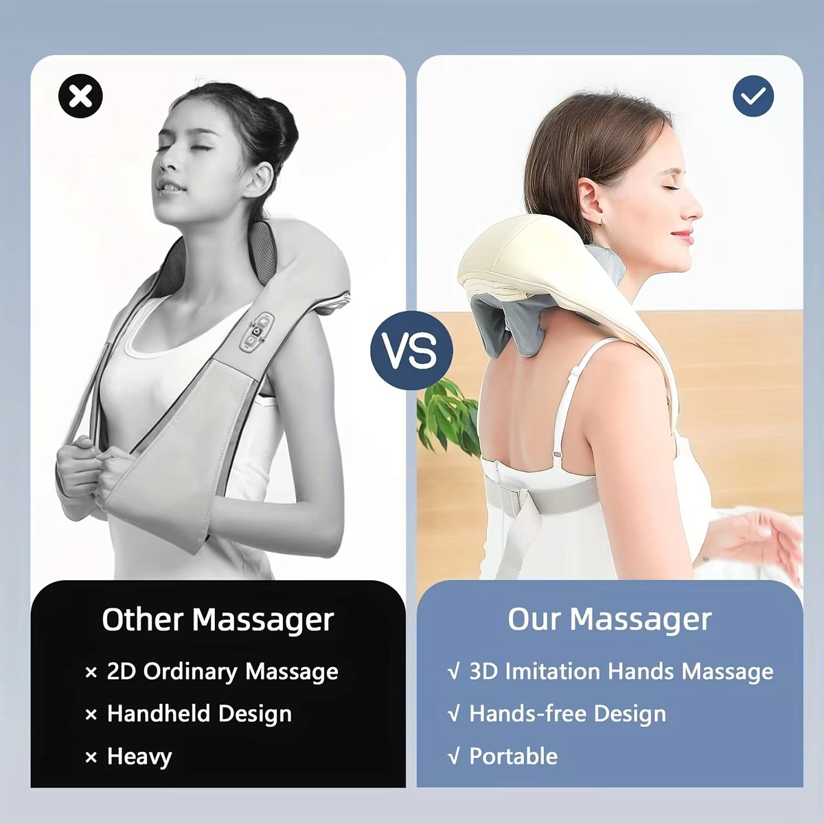 20W Wireless Massager Relief Massage Trapezius Muscle Relaxation Deep Shiatsu Simulated Human Hand Kneading Neck Electric