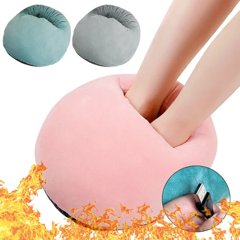 USB Electric Heater Foot Warmer Charging Power Fleece Cartoon Cat Warm Foot Cover Feet Heating Pads for Home Bedroom Sleeping