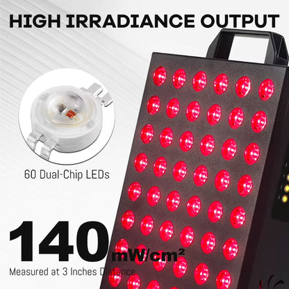 Panel De Terapia De Luz Roja De 95W, 60 LED De Doble Chip, 660Nm 850Nm, Dispositivo De Terapia De Luz LED Infrarroja, 3 Modos, Control Remoto, OEM, ODM